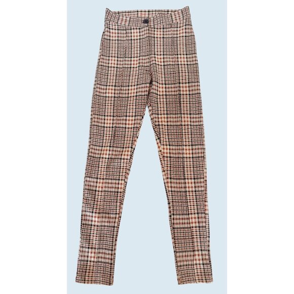 FREE PEOPLE Carnaby Retro Tan Plaid Hi Rise Slim Fit Pants Size 2 - Picture 3 of 8